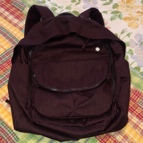Lululemon burgundy backpack w/removable sm purse